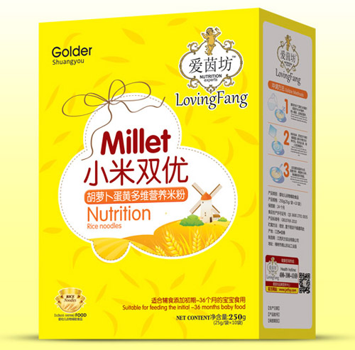 愛(ài)茵坊胡蘿卜蛋黃多維小米雙優(yōu)米粉盒裝