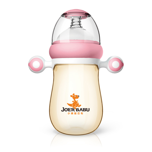 小袋鼠巴布自動(dòng)按摩手柄PPSU奶瓶BP-892粉色