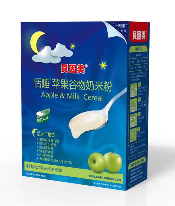 貝因美恬睡蘋(píng)果谷物奶米粉