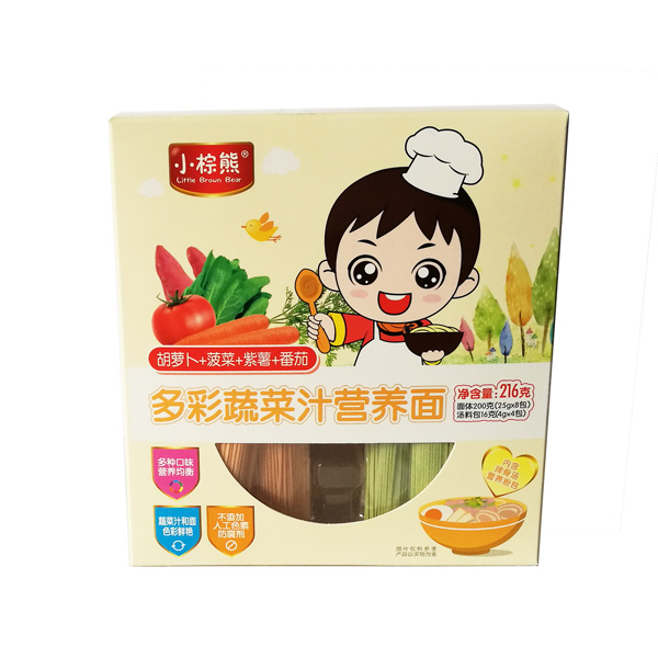 小棕熊多彩果蔬汁營養(yǎng)面(胡蘿卜+菠菜+紫薯+番茄)