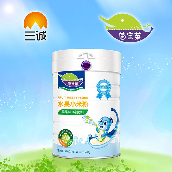 茵寶萊蘋(píng)果DHA鈣鐵鋅水果小米粉罐裝