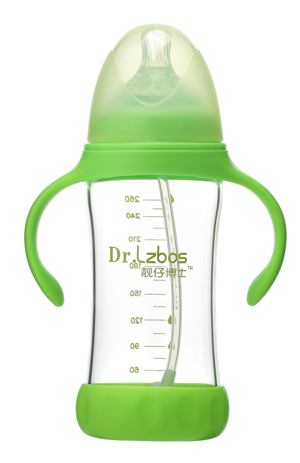 靚仔博士一口吸防脹氣玻璃奶瓶 綠色