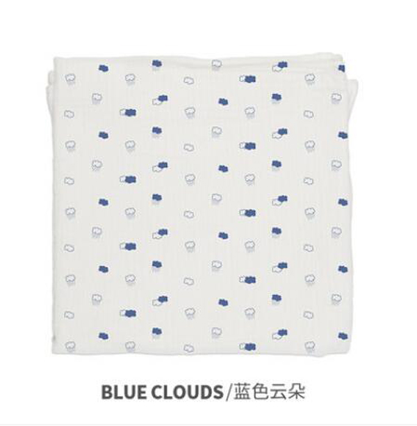 西班牙baby bites嬰兒Muslin多用途純棉襁褓包巾 藍色云朵
