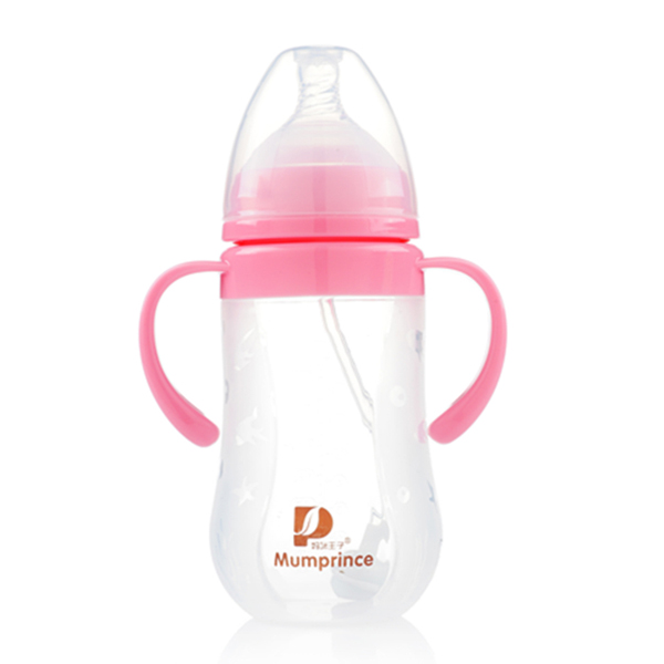 媽咪王子硅膠寬口自動(dòng)吸240ml奶瓶 粉色