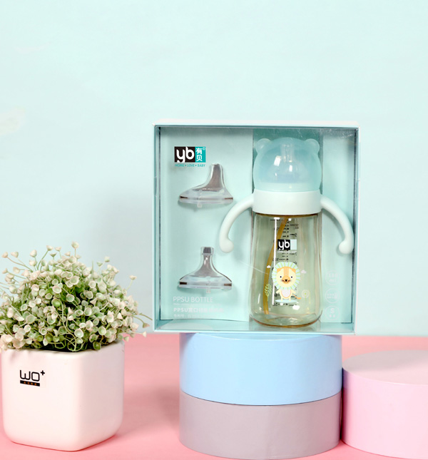 有貝PPSU寬口徑自動奶瓶套裝 藍色