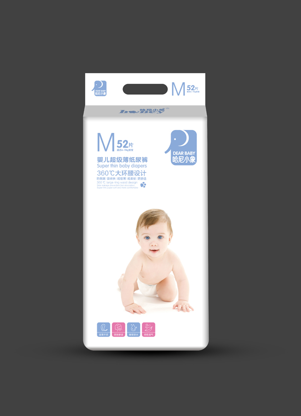 哈尼小象嬰兒超級薄紙尿褲 M52片