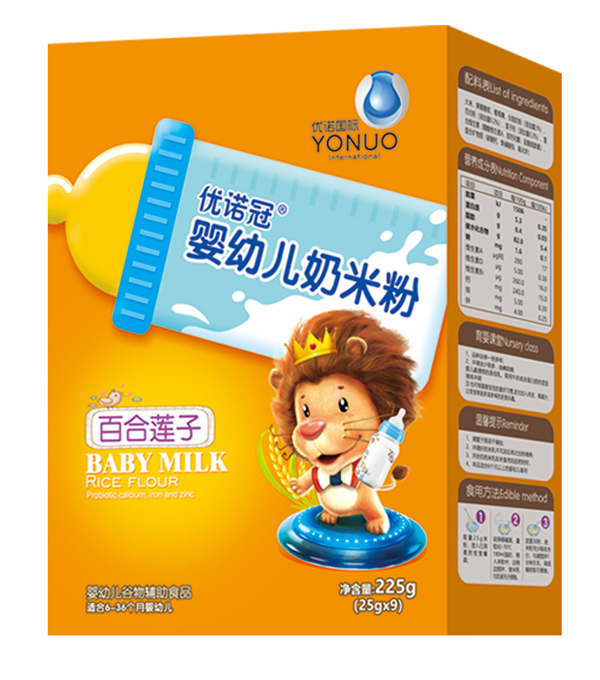 優(yōu)諾冠嬰幼兒奶米粉 百合蓮子 盒裝