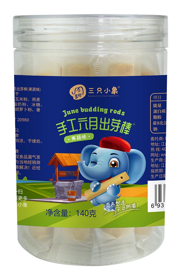 多可三只小象手工六月出芽棒 果蔬味