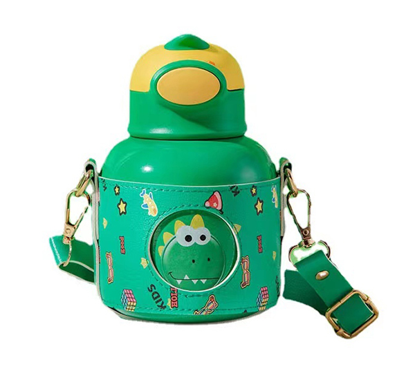 盟寶萌趣大肚保溫杯 綠色