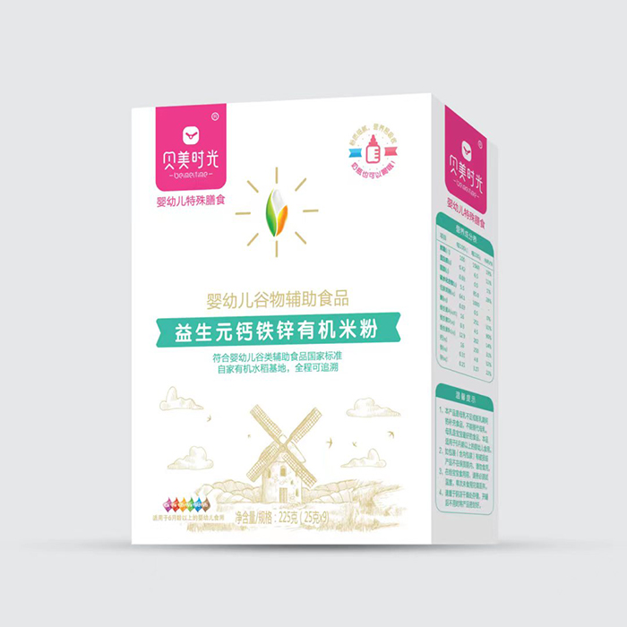 貝美時光益生元鈣鐵鋅有機(jī)米粉盒裝