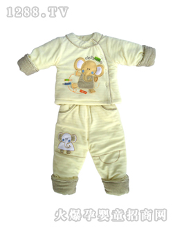 安嬰寶黃色大象圓領(lǐng)斜開套