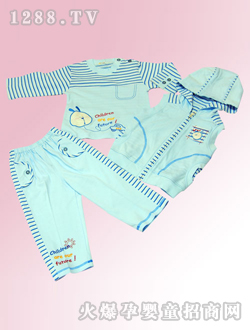 安嬰寶藍(lán)色幼童三件套