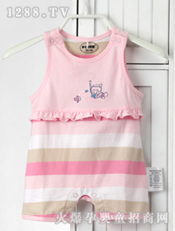 小豬班納嬰兒無(wú)袖開(kāi)肩連身套褲