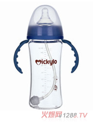 米奇樂晶鉆玻璃寬口自動(dòng)奶瓶260ml