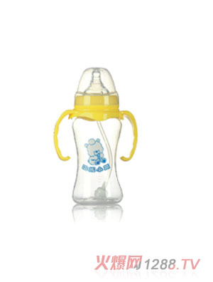 哈尼小熊寬口徑凹形雙耳自動(dòng)PP奶瓶250ml