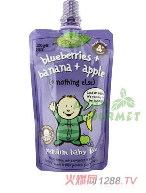 葉子嬰兒果泥(藍莓、香蕉和蘋果)
