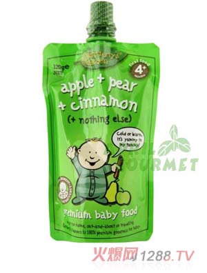 葉子嬰兒果泥（蘋果、梨和肉桂）