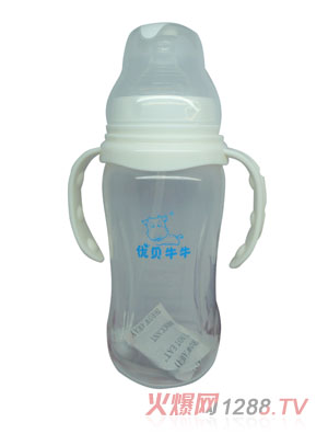 優(yōu)貝牛牛白色寬口雙柄全自動PP奶瓶210ml