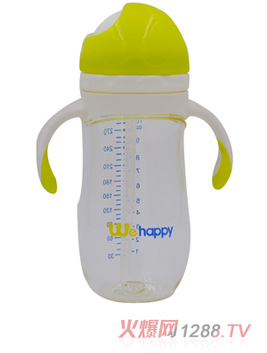 喂嗨皮300ml旋轉蘑菇頭PA學飲杯綠色正面