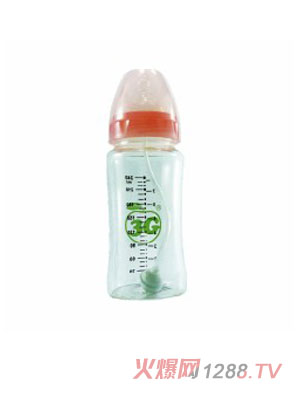 小蘋(píng)果晶鉆玻璃奶瓶240ML粉色