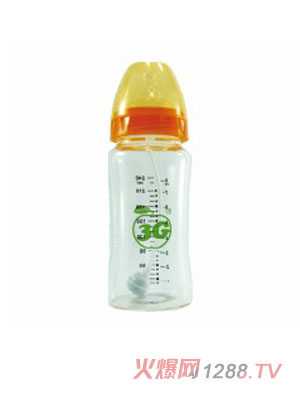 小蘋(píng)果晶鉆玻璃奶瓶240ML黃色