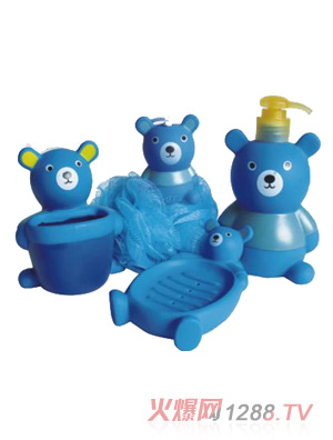 陽光兔藍色小熊造型洗刷用品套組