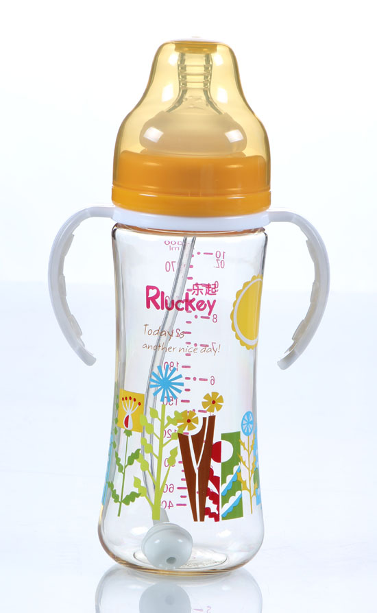 樂起300ml弧形有耳PPSU奶瓶黃